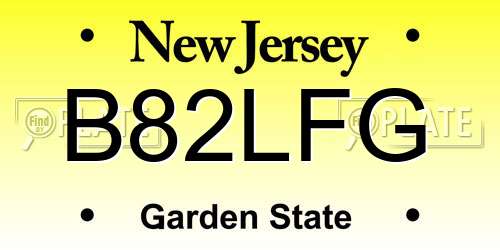B82LFG New Jersey License Plate