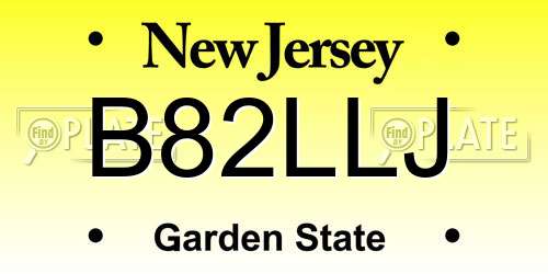 B82LLJ New Jersey License Plate