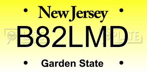 B82LMD New Jersey License Plate