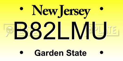 B82LMU New Jersey License Plate