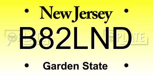 B82LND New Jersey License Plate
