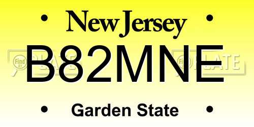 B82MNE New Jersey License Plate