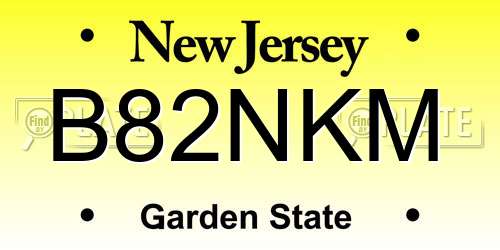 B82NKM New Jersey License Plate