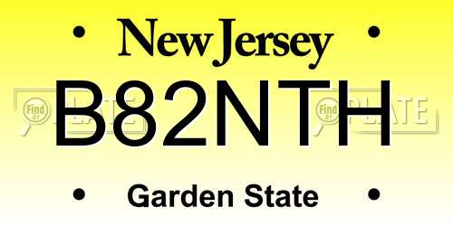 B82NTH New Jersey License Plate