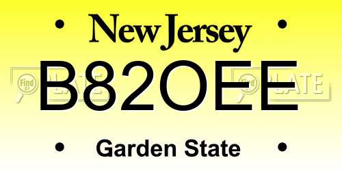 B82OEE New Jersey License Plate
