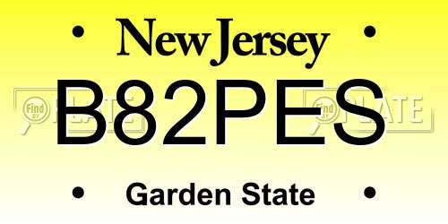 B82PES New Jersey License Plate
