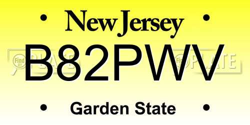 B82PWV New Jersey License Plate