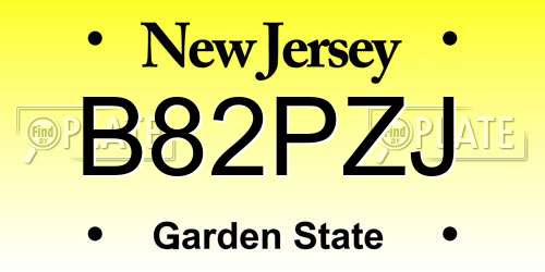 B82PZJ New Jersey License Plate