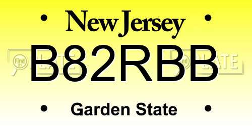 B82RBB New Jersey License Plate