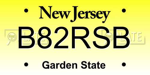 B82RSB New Jersey License Plate