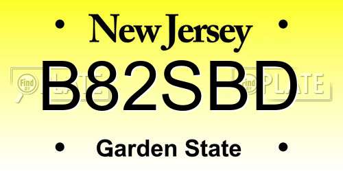 B82SBD New Jersey License Plate