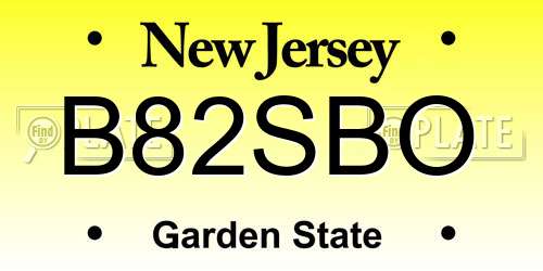 B82SBO New Jersey License Plate