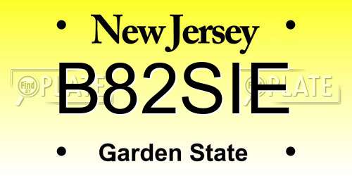 B82SIE New Jersey License Plate