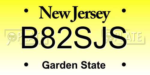 B82SJS New Jersey License Plate