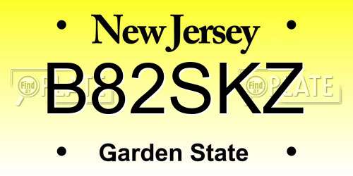 B82SKZ New Jersey License Plate