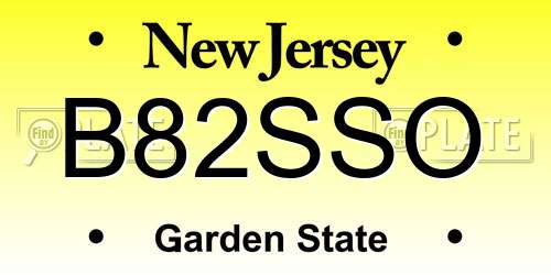 B82SSO New Jersey License Plate