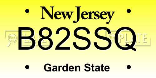 B82SSQ New Jersey License Plate