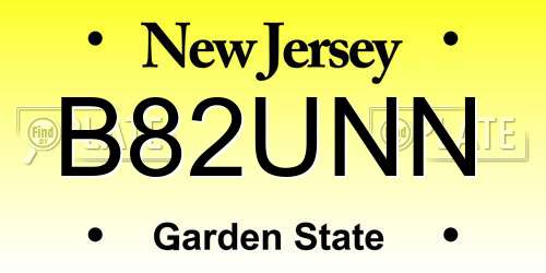 B82UNN New Jersey License Plate