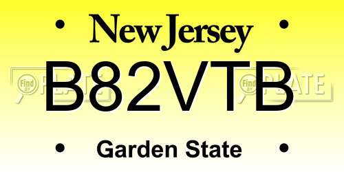 B82VTB New Jersey License Plate