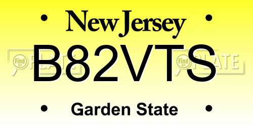 B82VTS New Jersey License Plate