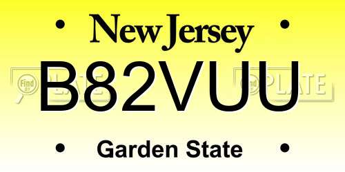 B82VUU New Jersey License Plate