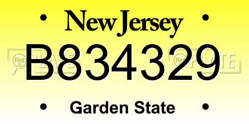 B834329 New Jersey License Plate