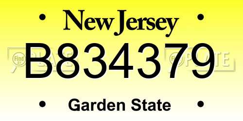B834379 New Jersey License Plate