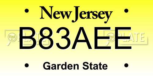 B83AEE New Jersey License Plate
