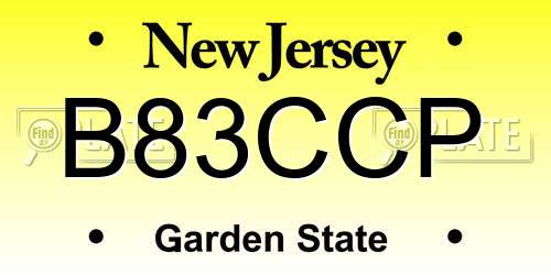 B83CCP New Jersey License Plate