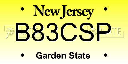 B83CSP New Jersey License Plate