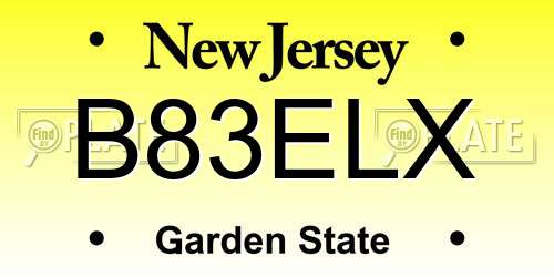 B83ELX New Jersey License Plate