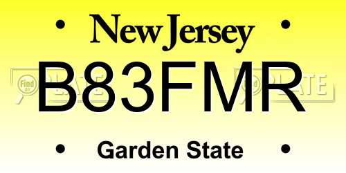 B83FMR New Jersey License Plate