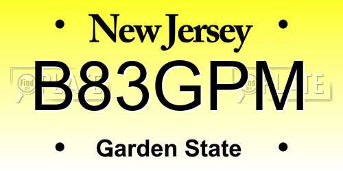 B83GPM New Jersey License Plate