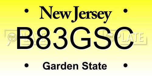 B83GSC New Jersey License Plate