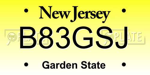 B83GSJ New Jersey License Plate