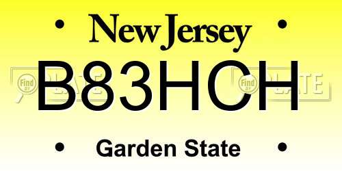 B83HCH New Jersey License Plate