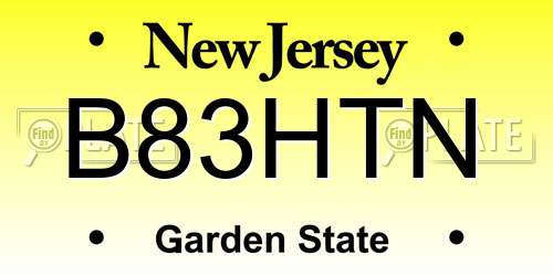 B83HTN New Jersey License Plate