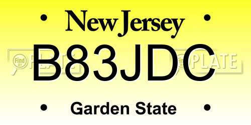 B83JDC New Jersey License Plate