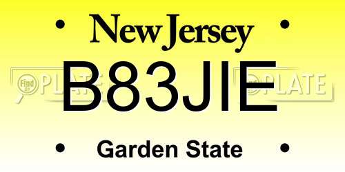 B83JIE New Jersey License Plate