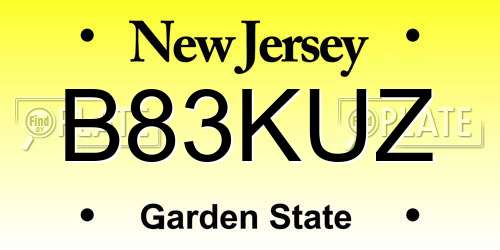 B83KUZ New Jersey License Plate
