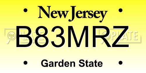 B83MRZ New Jersey License Plate