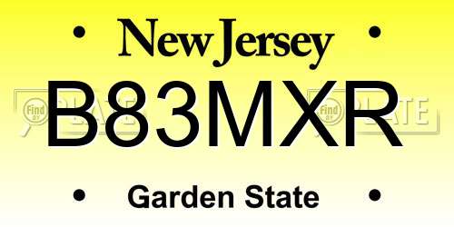 B83MXR New Jersey License Plate