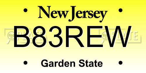 B83REW New Jersey License Plate
