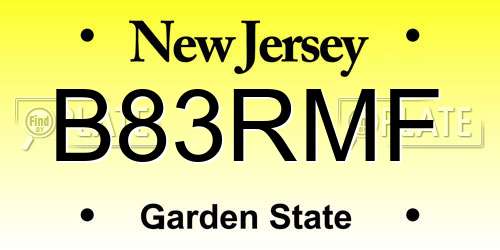B83RMF New Jersey License Plate