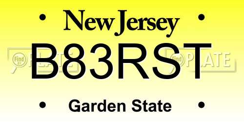 B83RST New Jersey License Plate