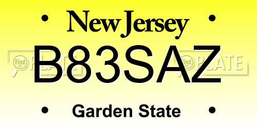 B83SAZ New Jersey License Plate