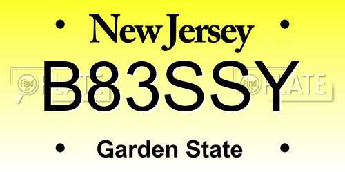 B83SSY New Jersey License Plate