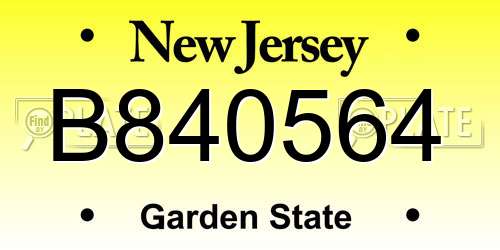 B840564 New Jersey License Plate