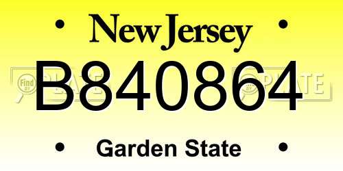 B840864 New Jersey License Plate