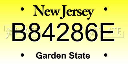B84286E New Jersey License Plate